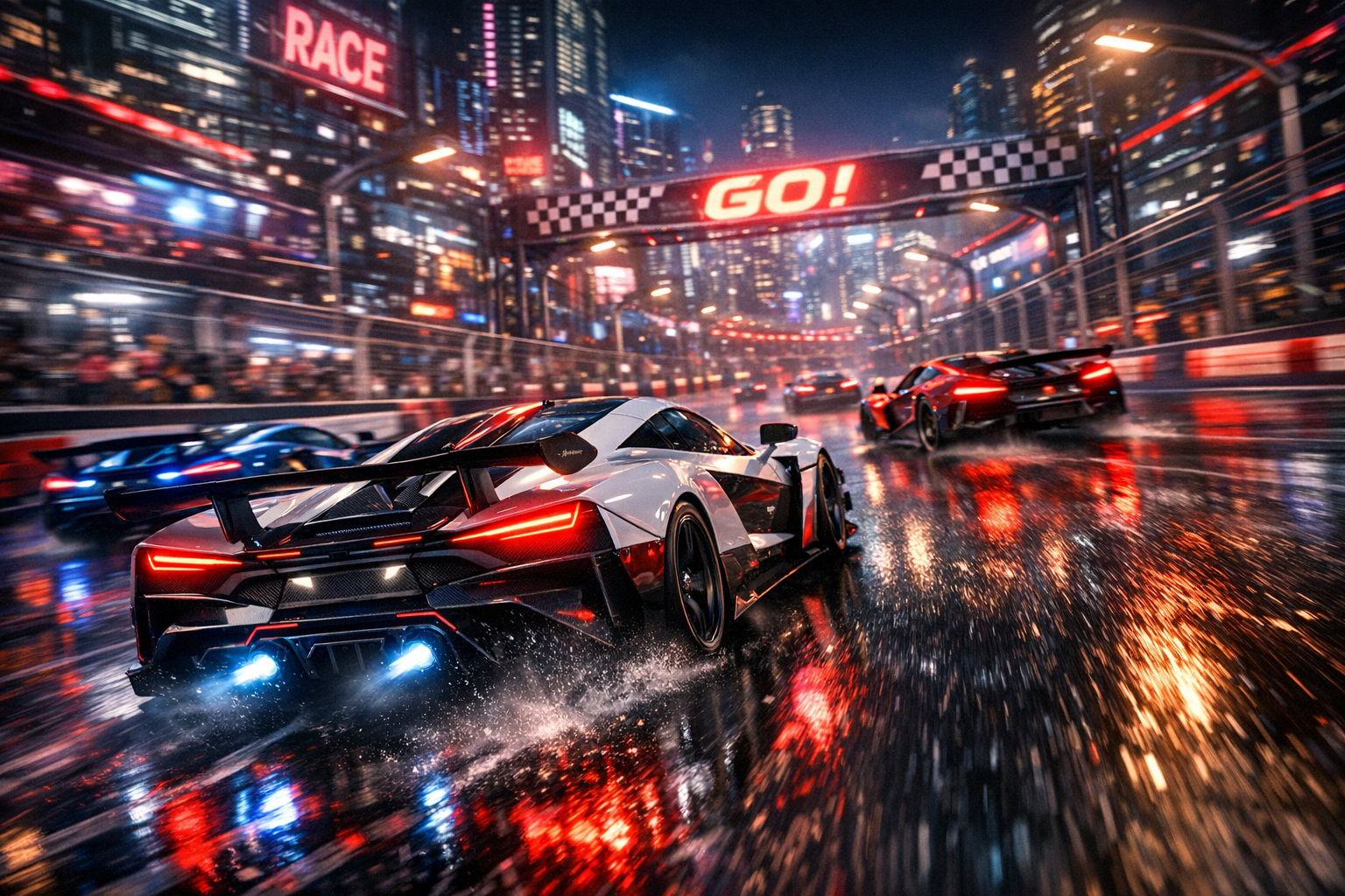 Racing game night city circuit